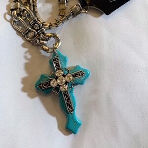 Silver Strike Cross Necklace
